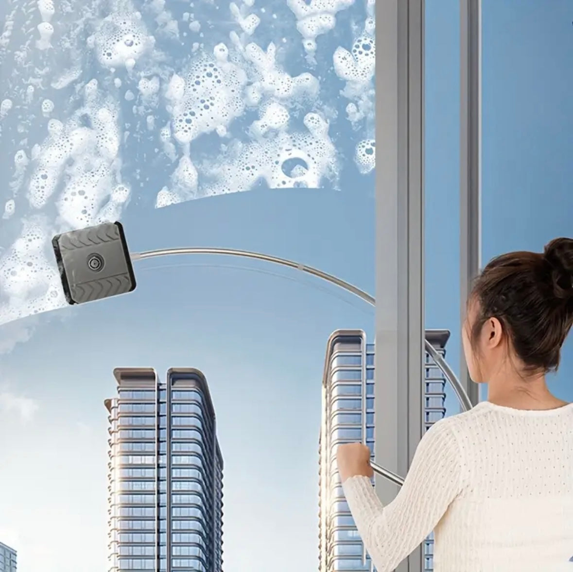 WindowEx U-Shaped Glass Wiper for Tall Windows — Double-Sided High-Rise Window Cleaner (70cm, 110cm, 130cm)